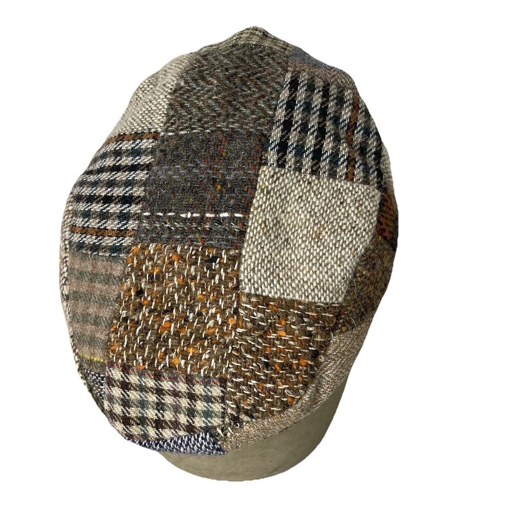 Vintage Irish Tweed Hat Patchwork Wool NewsBoy, Flat Cap, Driving Women Small